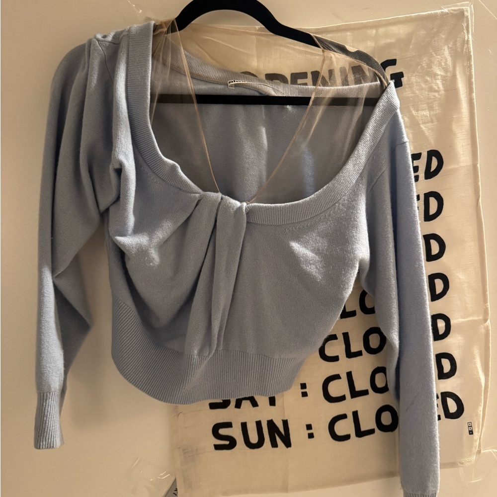 Alexander Wang Chic Light Blue Sweater with Unique Neckline